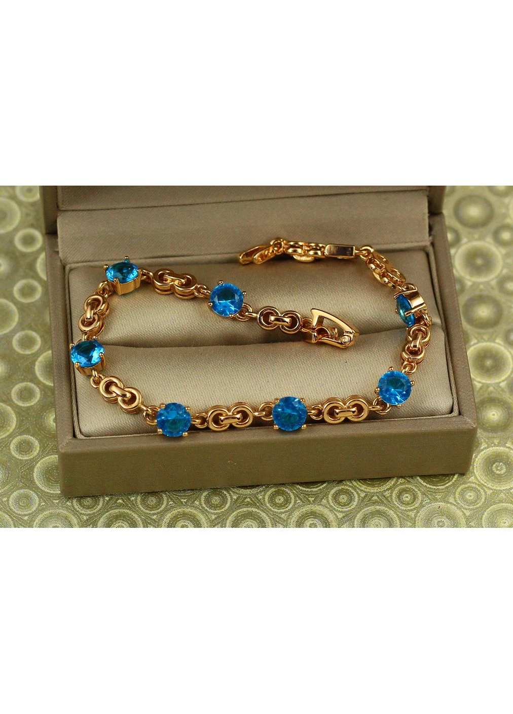 Браслет Фуэте с голубыми камнями 21 см 6 мм золотистый love-shopping Xuping Jewelry (355798960)
