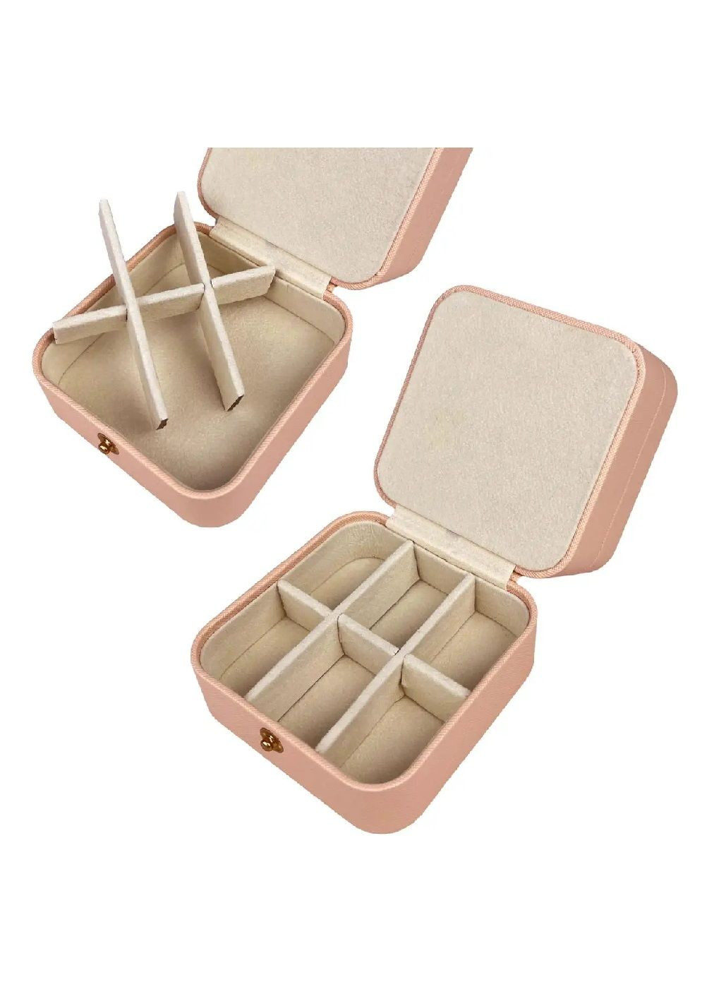 Скринька футляр короб бокс двох'ярусна для зберігання прикрас коштовностей штучна шкіра 9х8х9 см (479196-Prob) Рожева Unbranded (316173217)