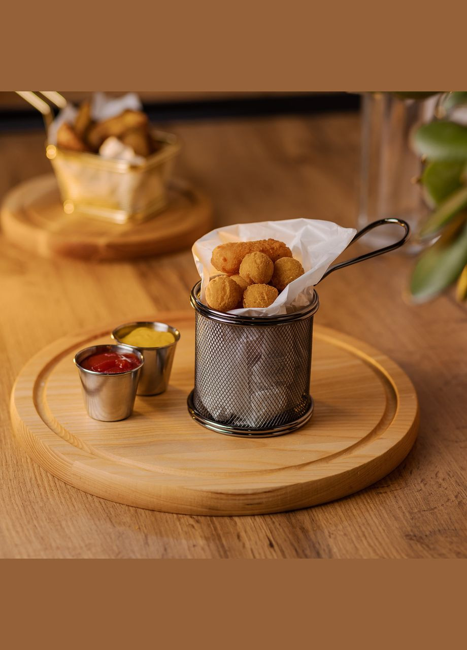 Корзина сервировочная для картофеля фри и снеков 9×9×9 см Черная HP-19-5-B Zhongjing (370707585)