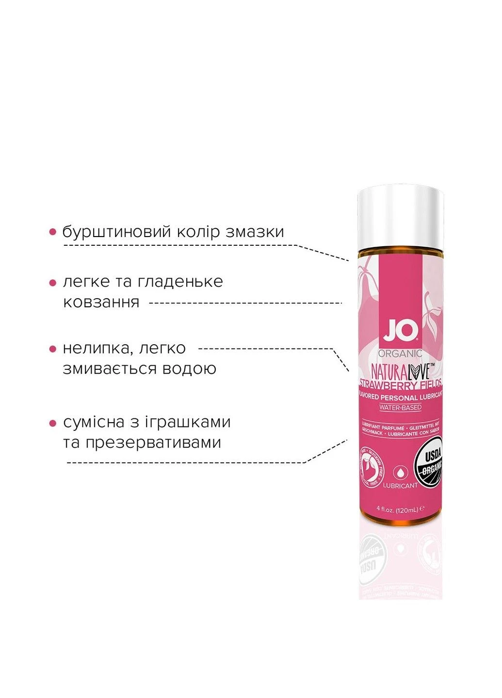 Їстівна змазка водна NATURALOVE Полуниця 120мл Jo (316253154)
