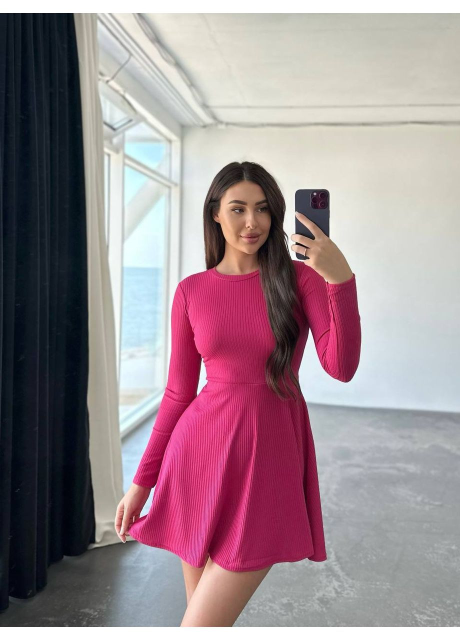 Малиновое повседневный, кэжуал платье No Brand однотонное