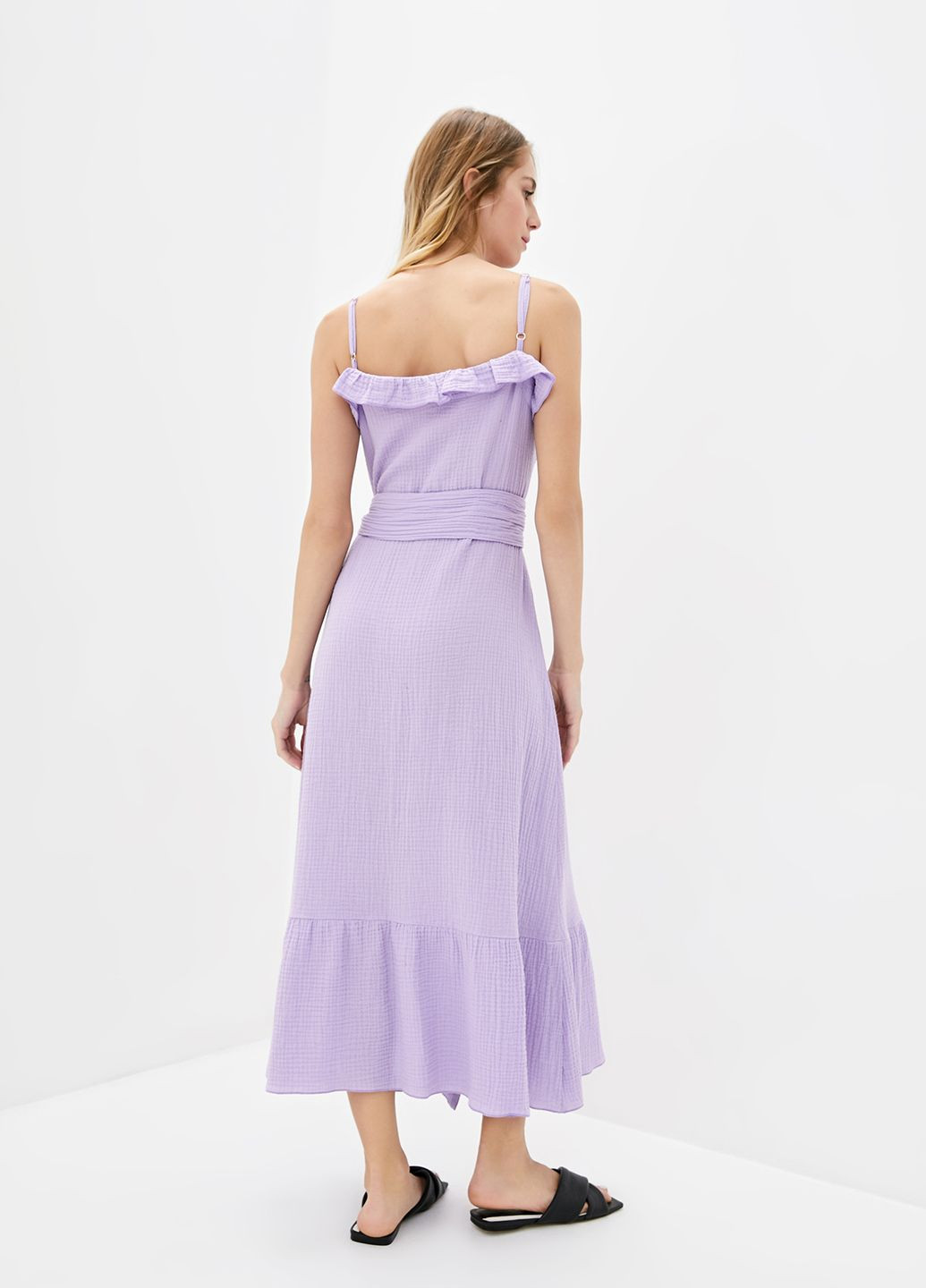 Фіолетова кежуал довга сукня із мусліну лавандового кольору. ORA однотонна