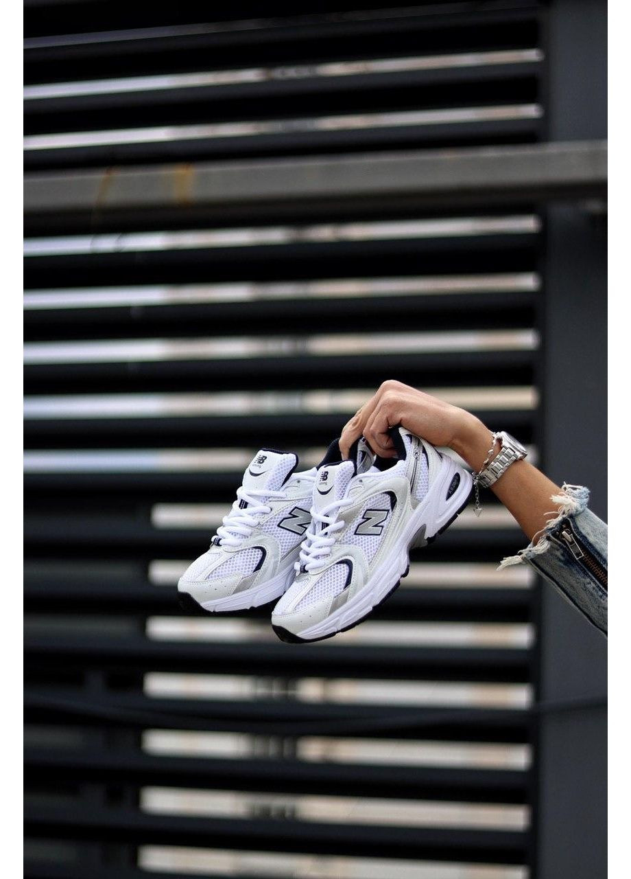 Белые демисезонные кроссовки мужские new balance 530 white silver navy blue нью беланс 530 No Brand