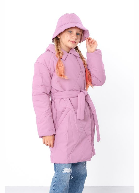 Розовая демисезонная куртка для девочки с панамкой (подростковая) демисезон (p-15409) Носи своє