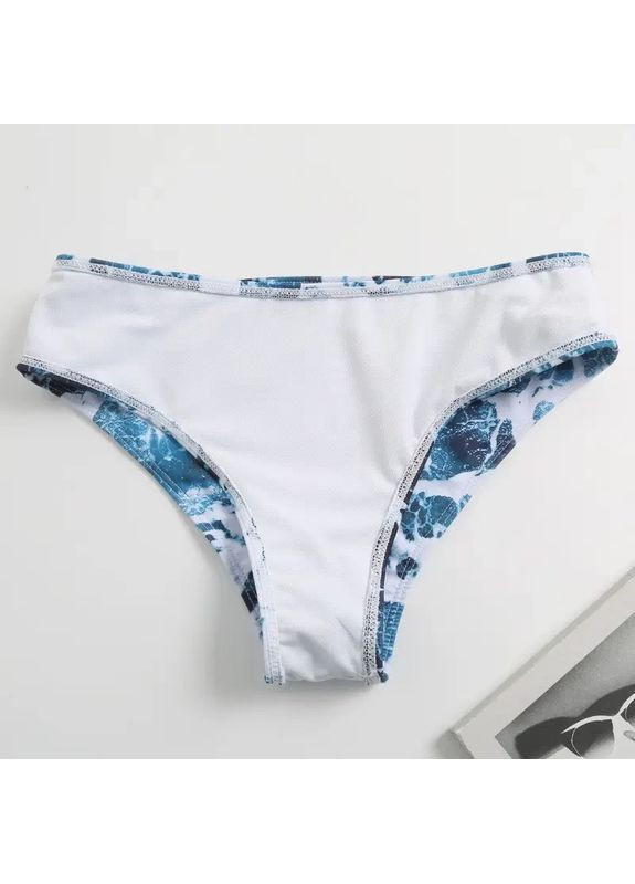 Синій літній роздільний купальник із якісного швидковисихного еластану із вкладками. роздільний купальник з відкритим плечем China