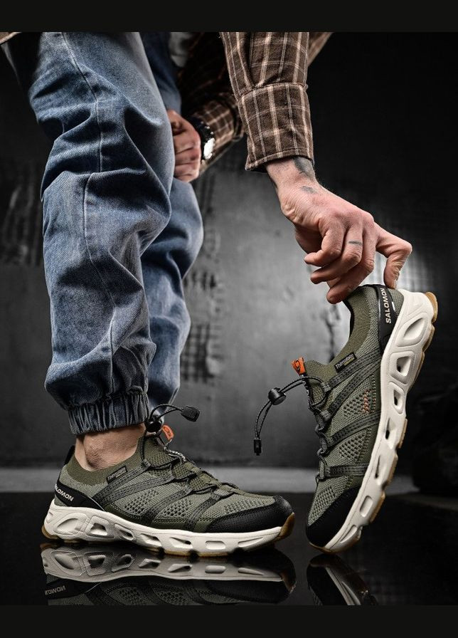 Оливковые (хаки) летние мужские кроссовки salomon хаки 4 No Brand