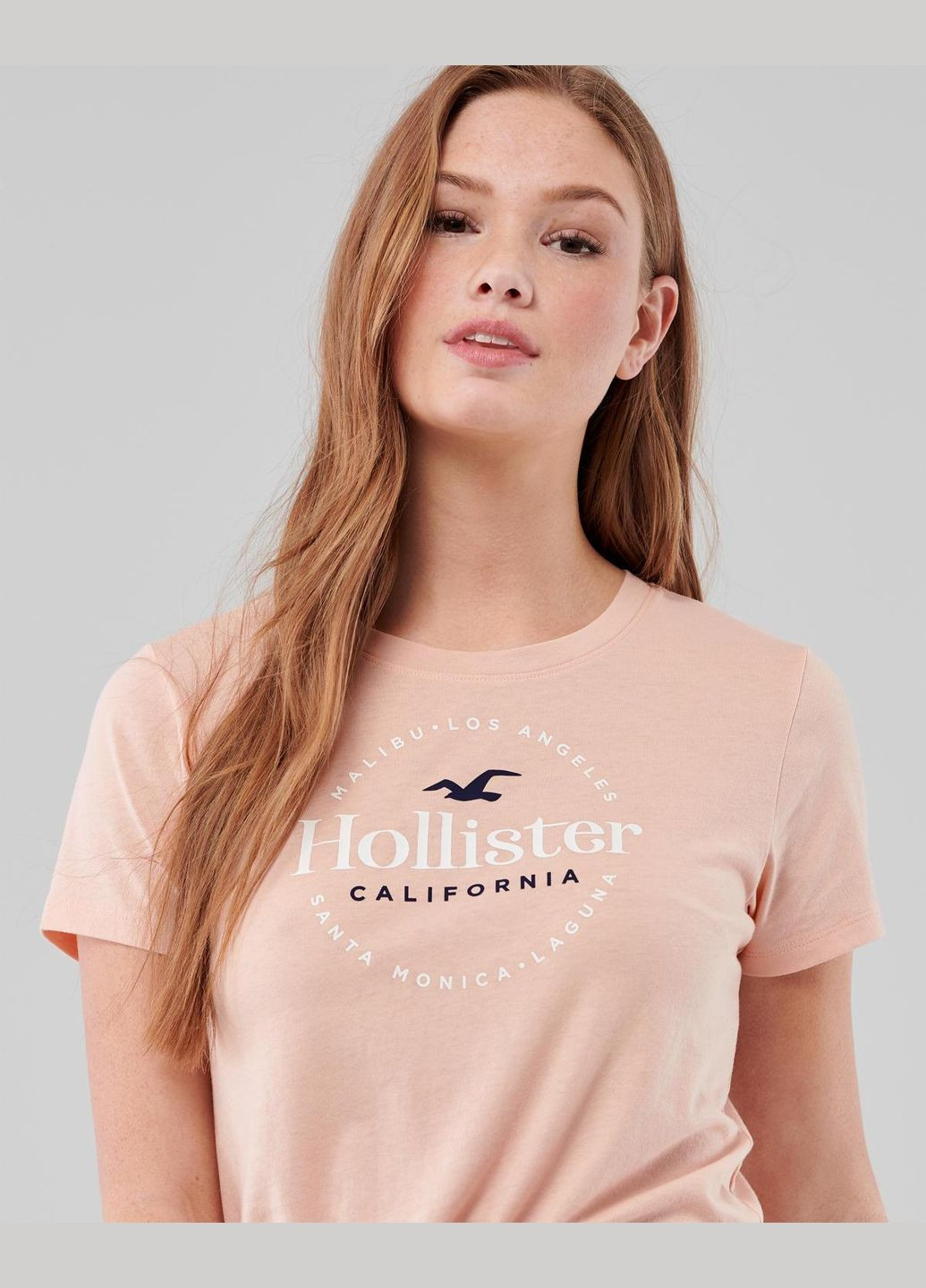 Персиковая летняя футболка hc7582w Hollister