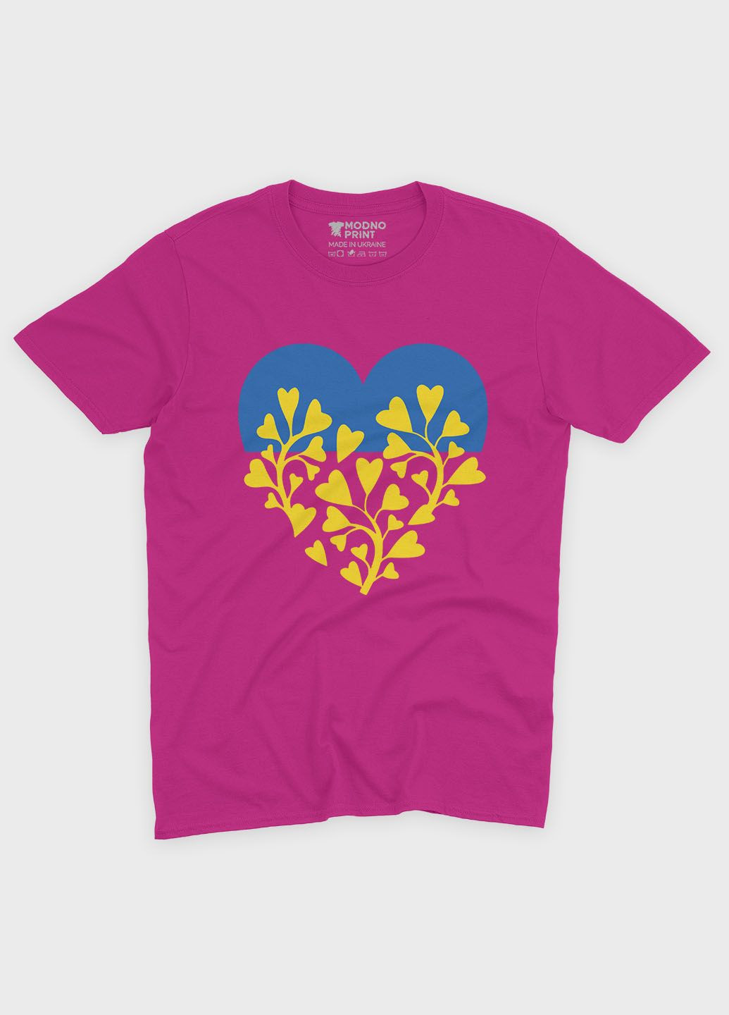 Розовая демисезонная футболка для мальчика с патриотическим принтом сердце (ts001-4-fuxj-005-1-094) Modno