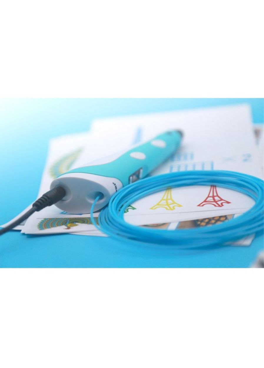 3D ручка RP100B с набором Эко-пластика 20 цветов 200 метров Бирюзовая MyRiwell (364507502)