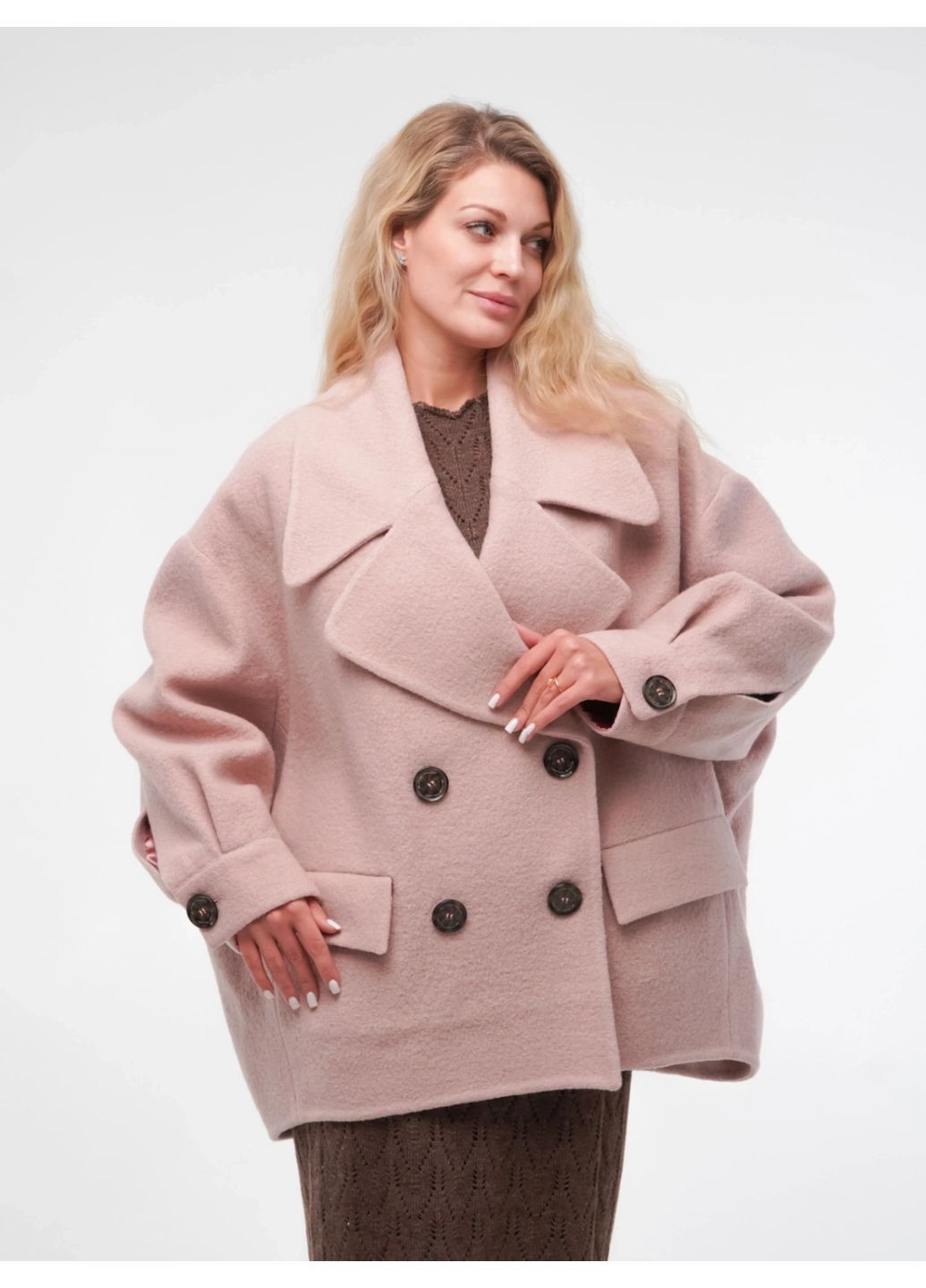 Пудрова демісезонна куртка-бомбер оверсайз + жилет куртка-пальто Esmeralda