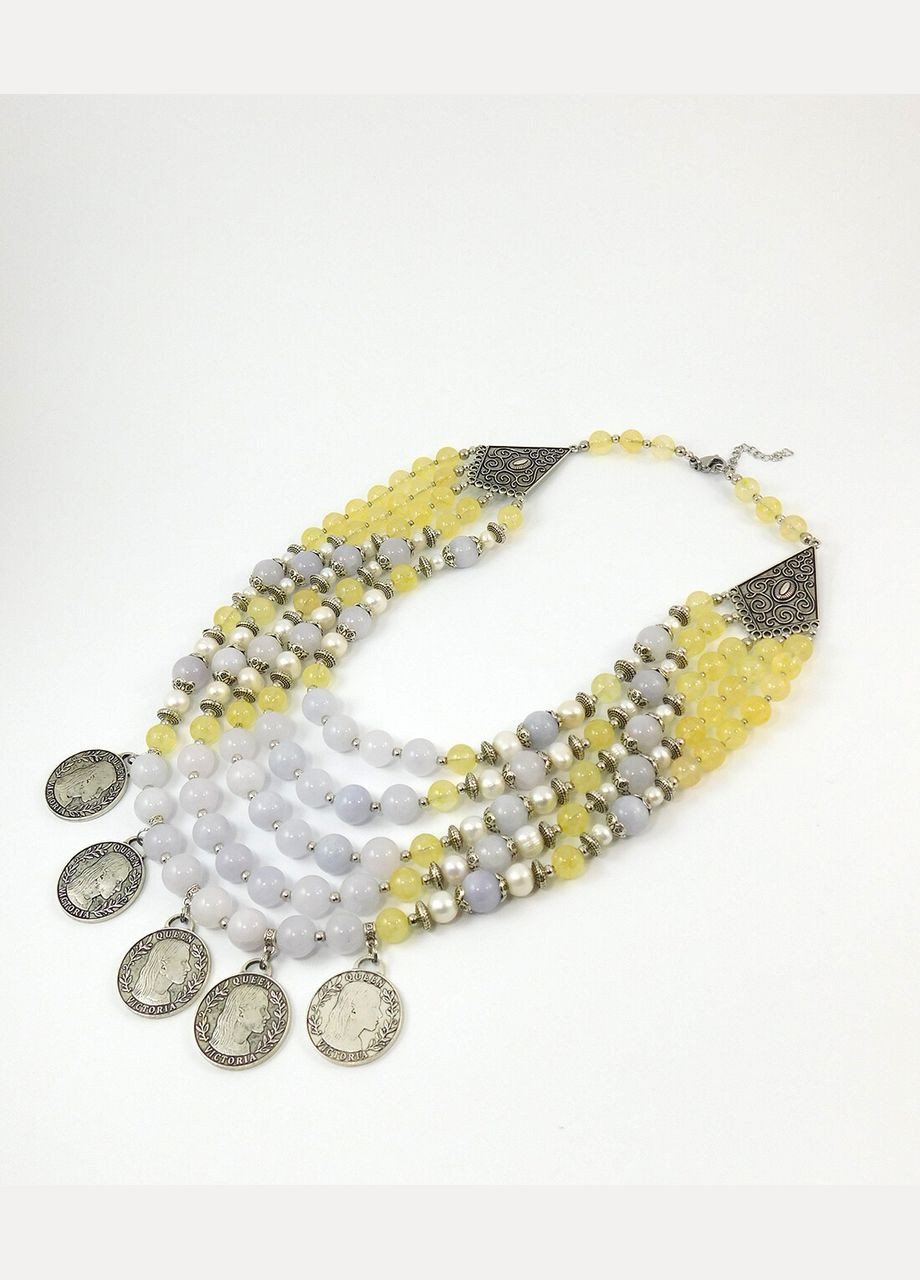 Намисто "Сяйво мрій" Перли, Аквамарин, Цитрин Fursa fashion (322414986)