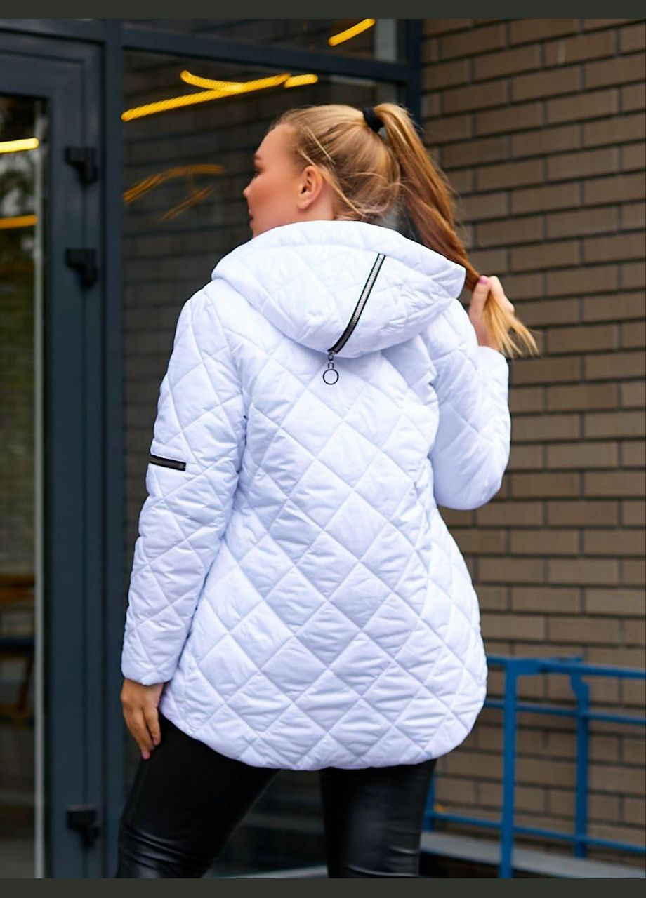 Біла зимня куртка жіноча зимова батальна sf-127 тепло та стильно білий, 62-64 Sofia