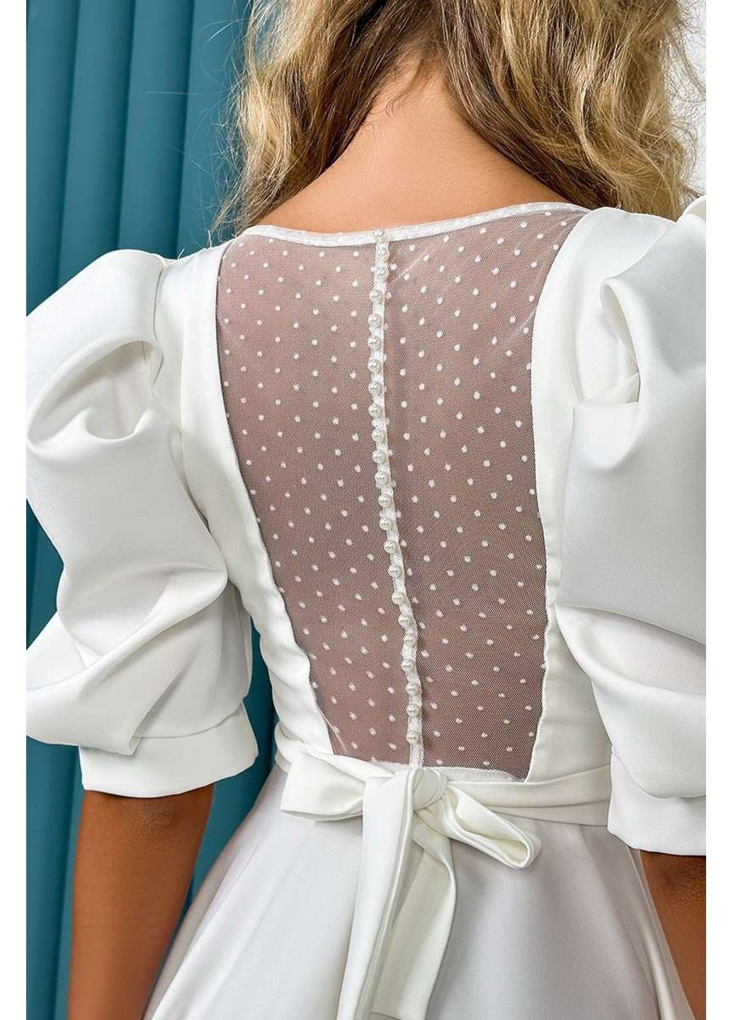 Молочное коктейльное платье прозрачная спина 24049 молочное Tanita-Romario