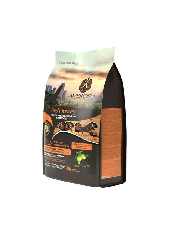 Mediterranean - Сухий корм з індичкою для літніх, кастрованих собак з контролем ваги - 5 кг Ambrosia (371403868)