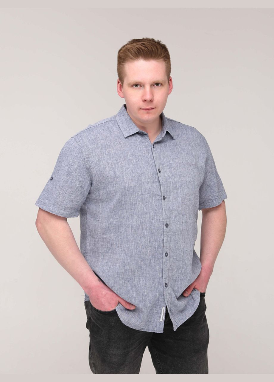 Сорочка чоловіча світло-синя лляна короткий рукав Bagarda Пряма (292785519)