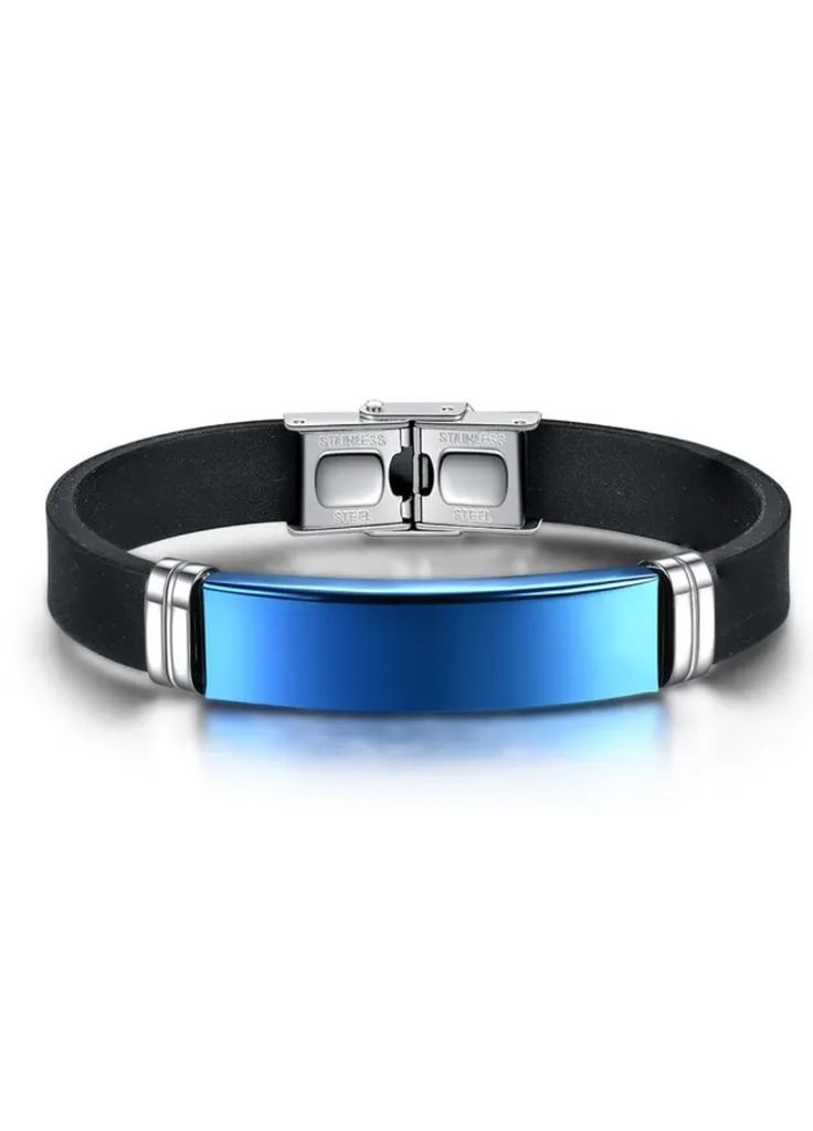 Браслет синий градиент с гравировкой на подарок, каучук. Индивидуальная гравировка на браслете No Brand (300672326)