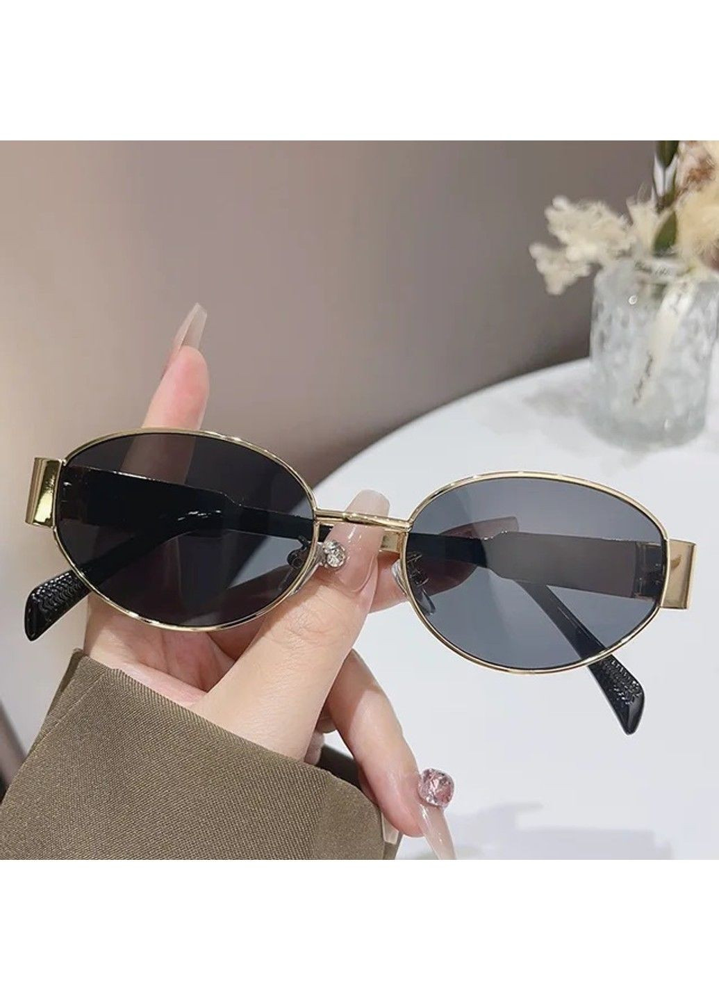 Сонцезахисні окуляри овальні Backstage чорні із золотом No Brand (299472833)