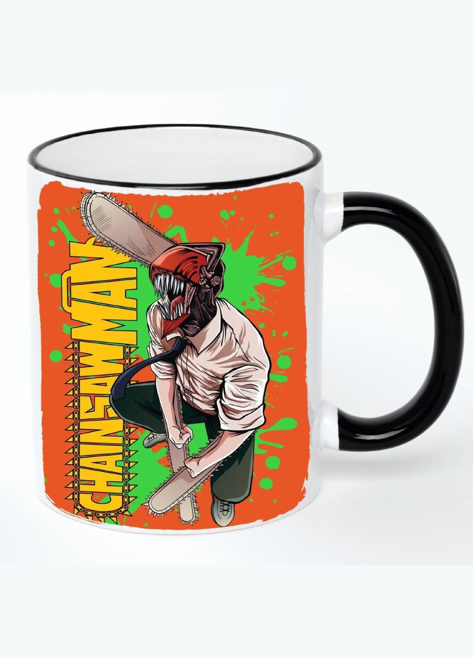 Чашка Людина-бензопила Аніме #016 (кухоль, кружка) Біла з чорною ручкою 330 мл No Brand (322715458)