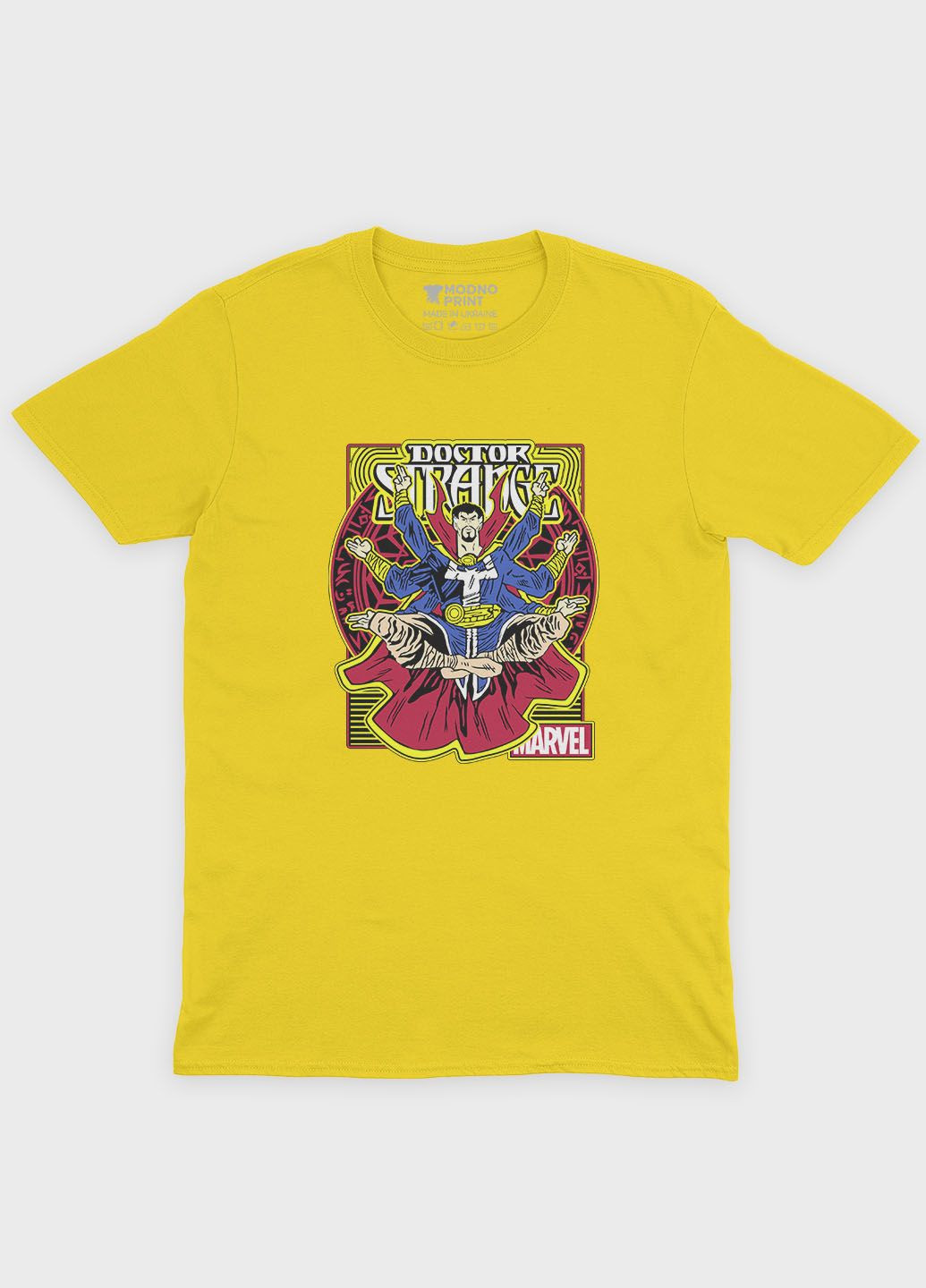Жовта демісезонна футболка для дівчинки з принтом супергероя - доктор стрендж (ts001-1-sun-006-020-004-g) Modno