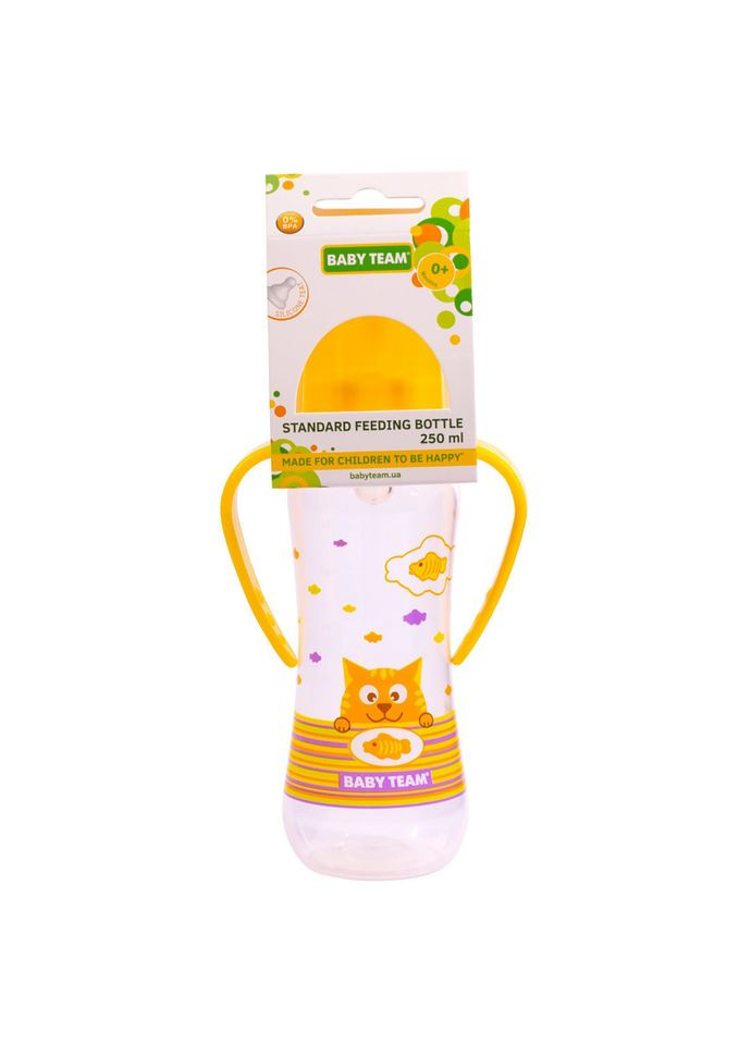 Пляшечка для годування з силіконовою соскою 1411_жовтий 250 мл Baby Team (367968891)