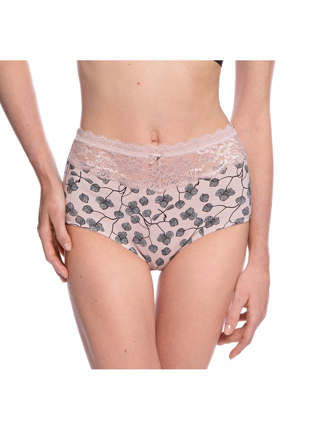 Трусы женские с высокой талией 2 шт. maxi 4XL black/ecru(черно-бежевый) (арт 1550MX) Lama (294092930)