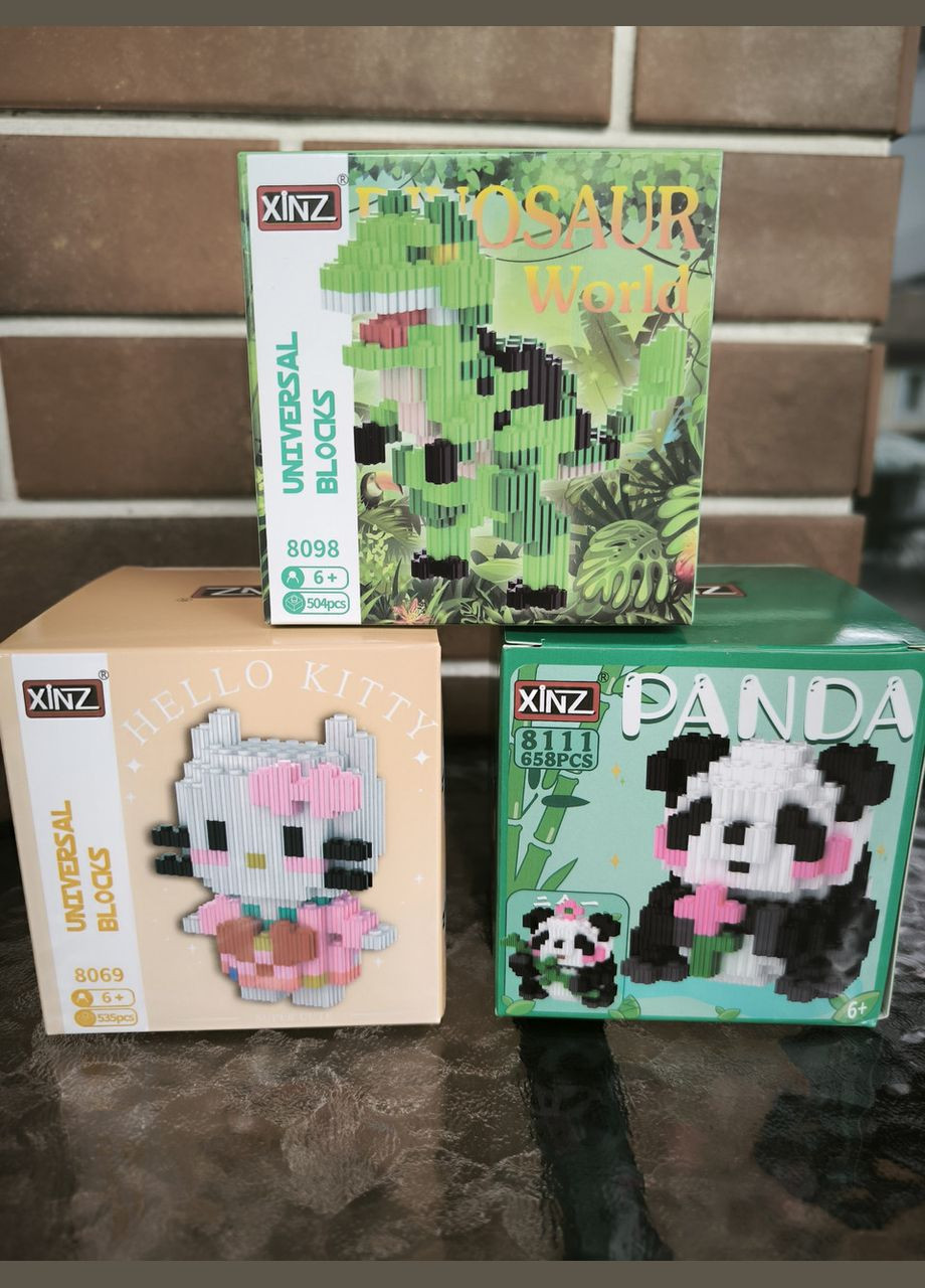3Д конструктор XINZ PANDA из мини-блоков, 658 деталей No Brand (350354668)