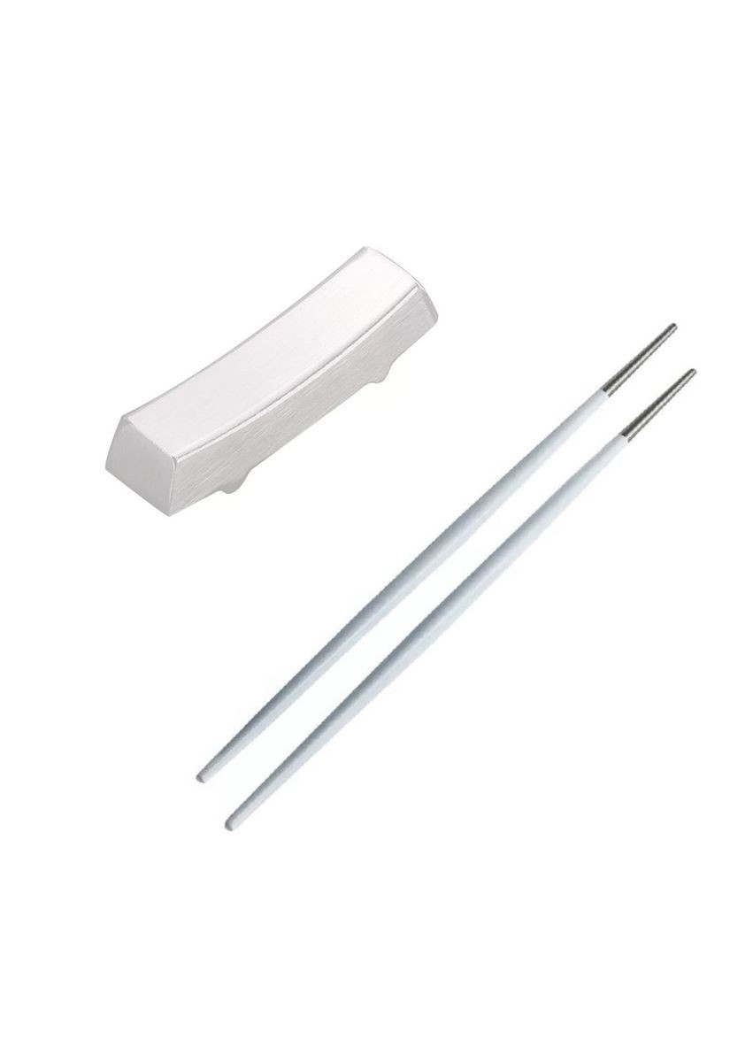 Набор прямоугольной серебряной подставки и палочек для суши серебро с белой ручкой для дома ресторанов, кафе. REMY-DECOR (293152730)