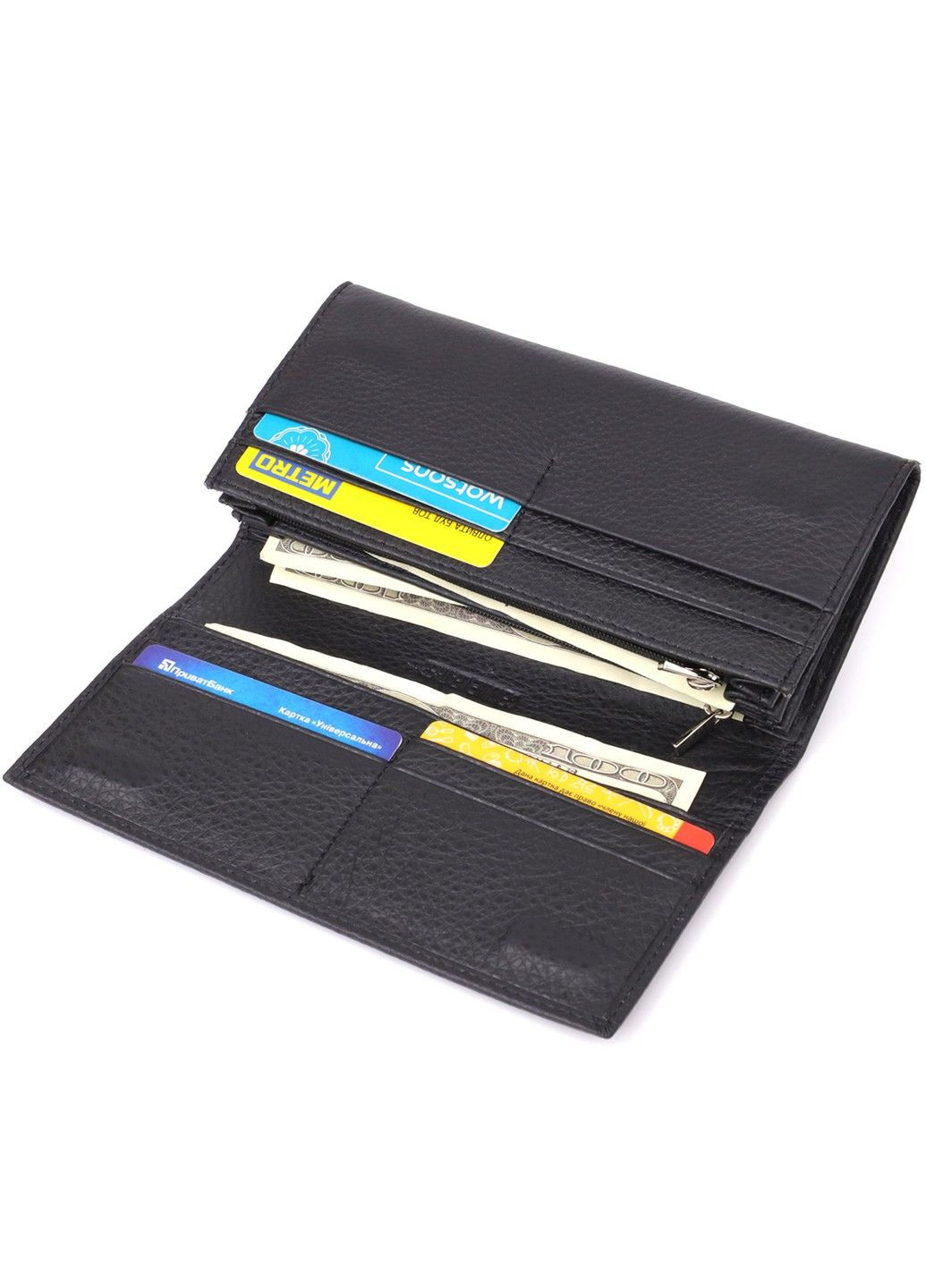 Місткий гаманець для жінок із натуральної шкіри 23097 Чорний st leather (330359574)