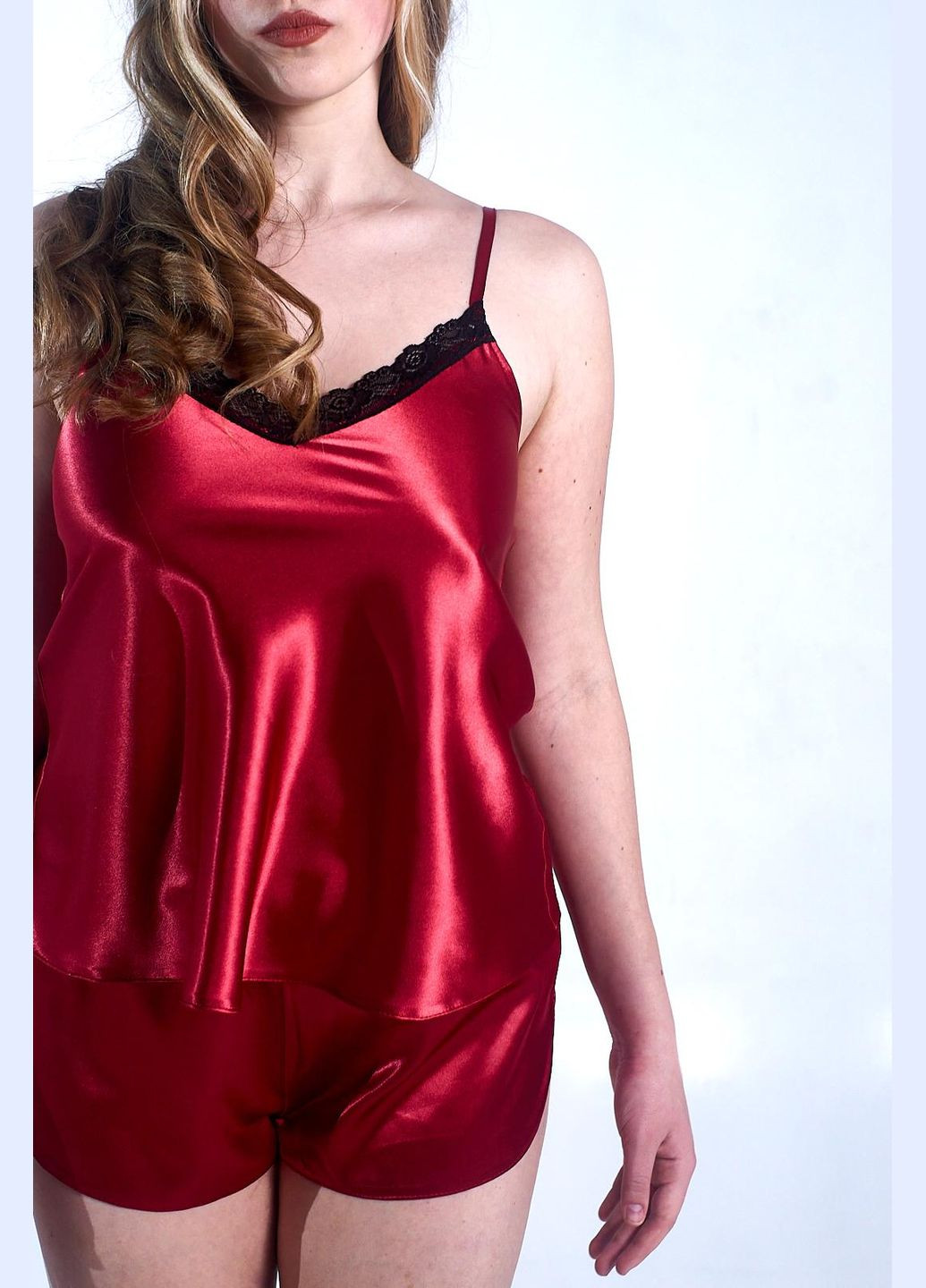 Бордова всесезон нічний комплект топ + шорти жіночі р. 84-88 xs/s бордо майка + шорти Angelo Dolce AL-3