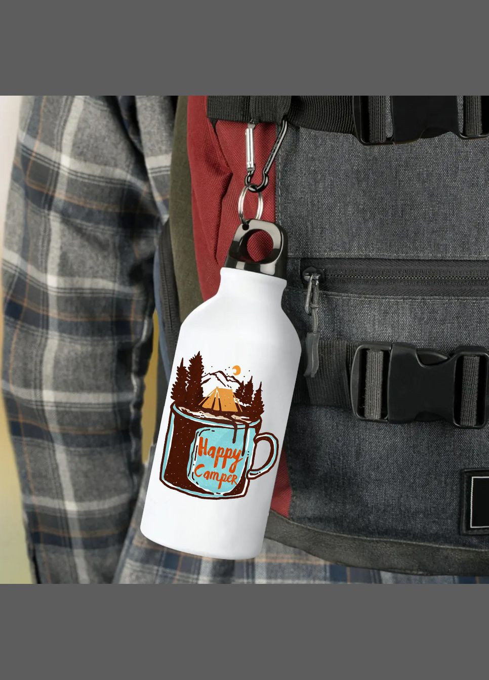 Фляга (бутылка) для воды с карабином Туристическая, Для кемпинга #012 500 мл Белый No Brand (323639546)
