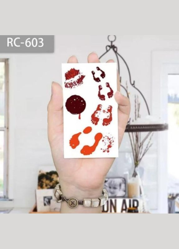 на Хэллоуин Кровавые следы 10 на 6 см красный Jannet Тату (305837985)