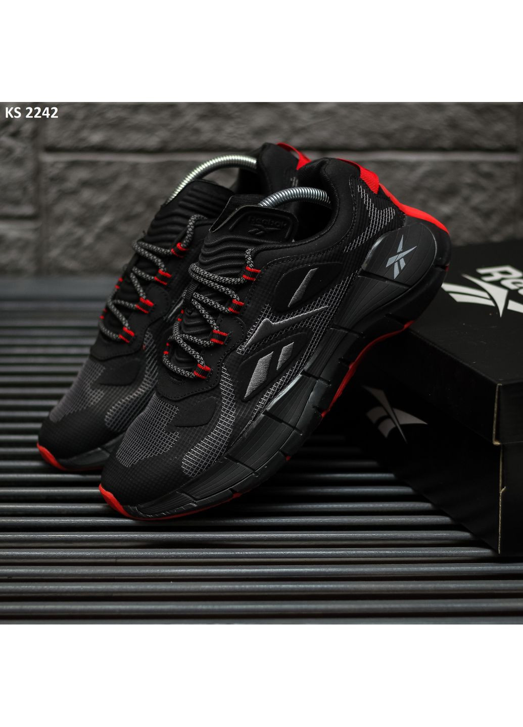 Сірі Осінні кросівки чоловічі reebok zig kinetica ii gray red рібок зіг кінетіка No Brand