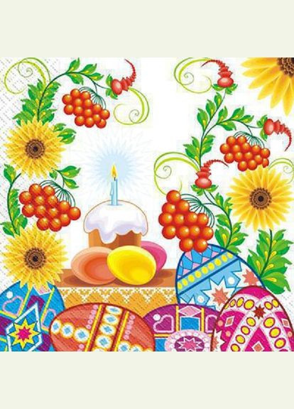 Пасхальные бумажные салфетки "Пасхальная свеча" 18 шт Марго (283328212)