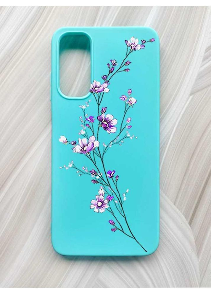 Матовий бірюзовий чохол на Samsung Galaxy A05s (A057) Гілочка квітів (принт 278) Creative (355390158)