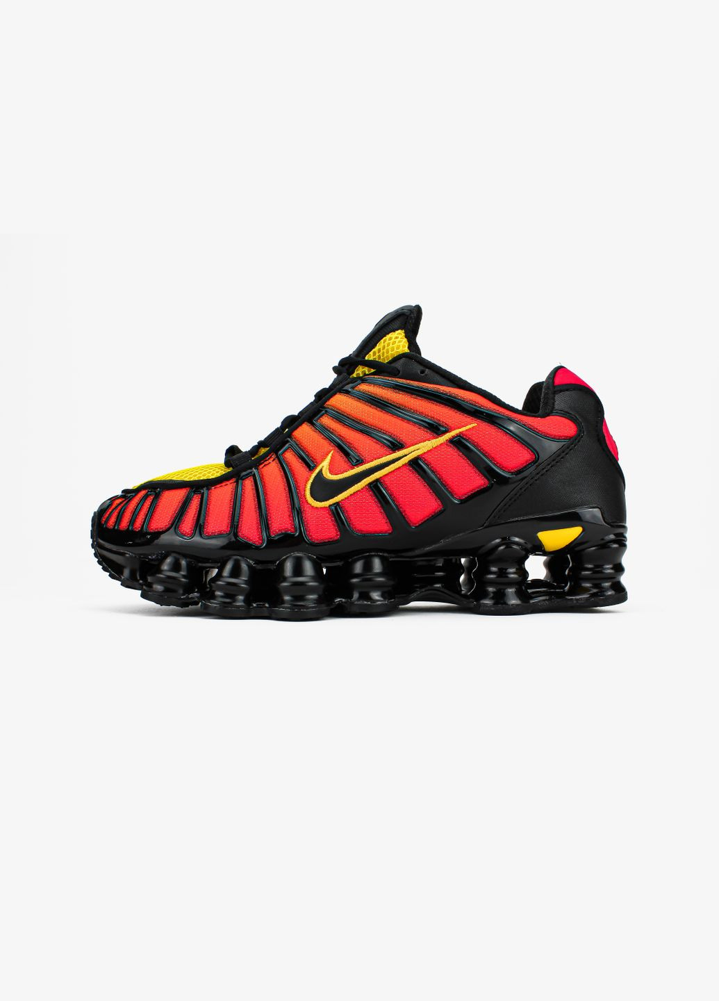 Оранжевые всесезонные кроссовки мужские и женские nike shox tl black orange tiger | найк шокс тл черные оранжевые No Brand