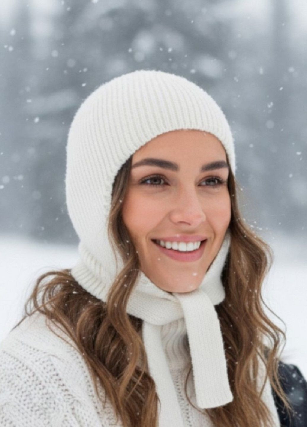 Жіночий Зимовий Капелюх Капор В'язана Тепла Шапка на Зав'язках з Ангори Модний Головний Убір на Зиму 2026 No Brand в'язана шапка капор з ангори (372177475)