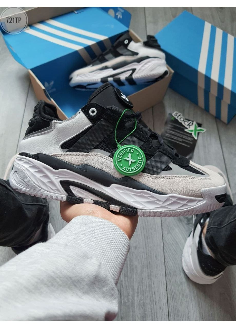 Черные демисезонные кроссовки мужские adidas niteball black / white адидас найтбол No Brand