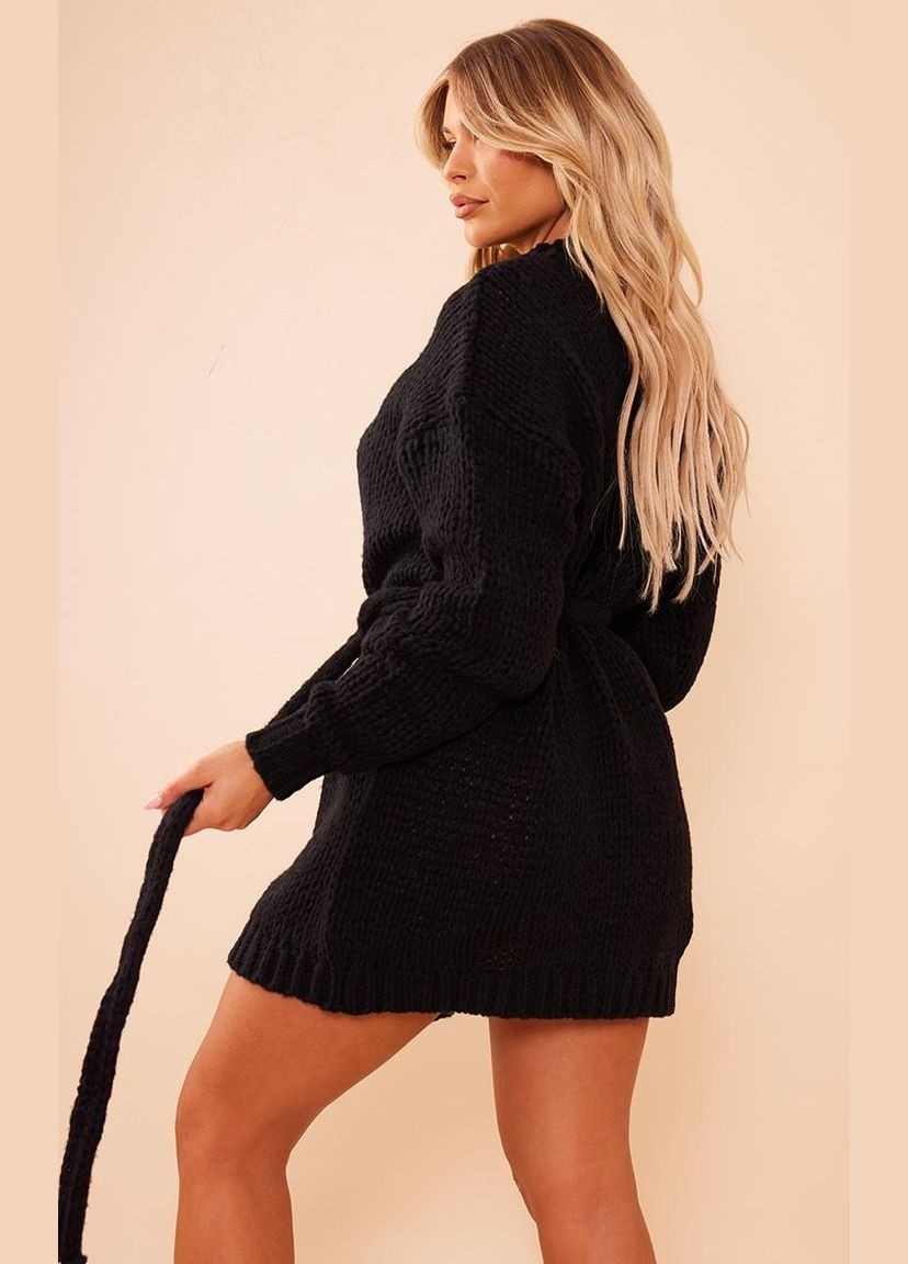 Черный демисезонный джемпер-платье PrettyLittleThing