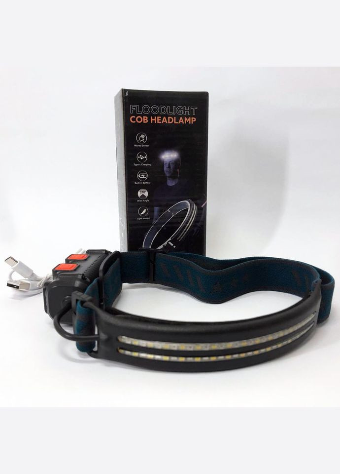 Ліхтар налобний акумуляторний BL-W691-2COB (white/red/RGB) з датчиком руху, потужний ліхтар налобний Bailong (364665027)