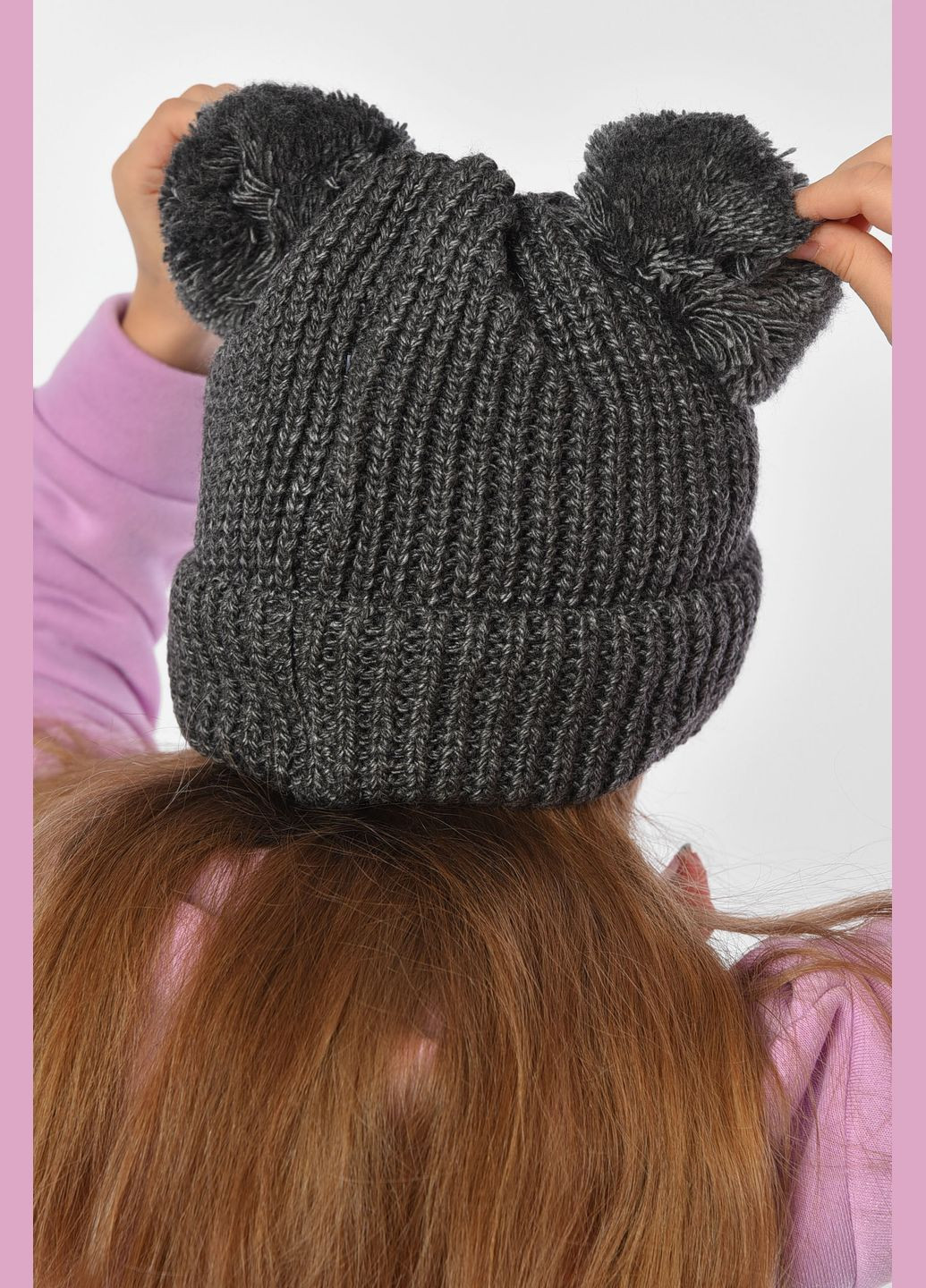 Шапка підліткова для дівчинки однотонна темно-сірого кольору Let's Shop (305741591)