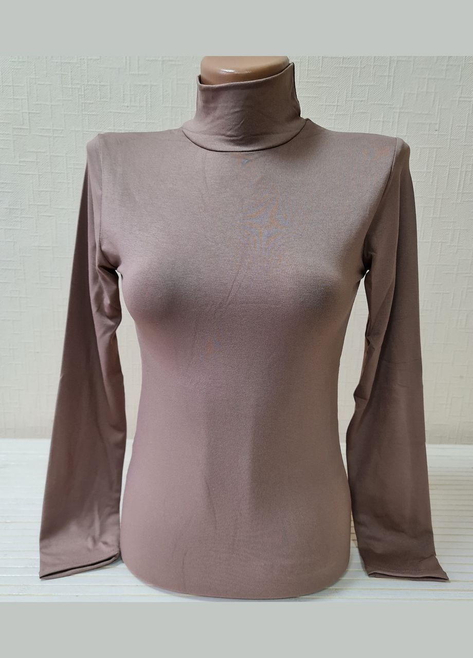 Коричневый демисезонный водолазка гольф женский однотонный классический с воротом стойка демисезонный вискоза мокко Leliss