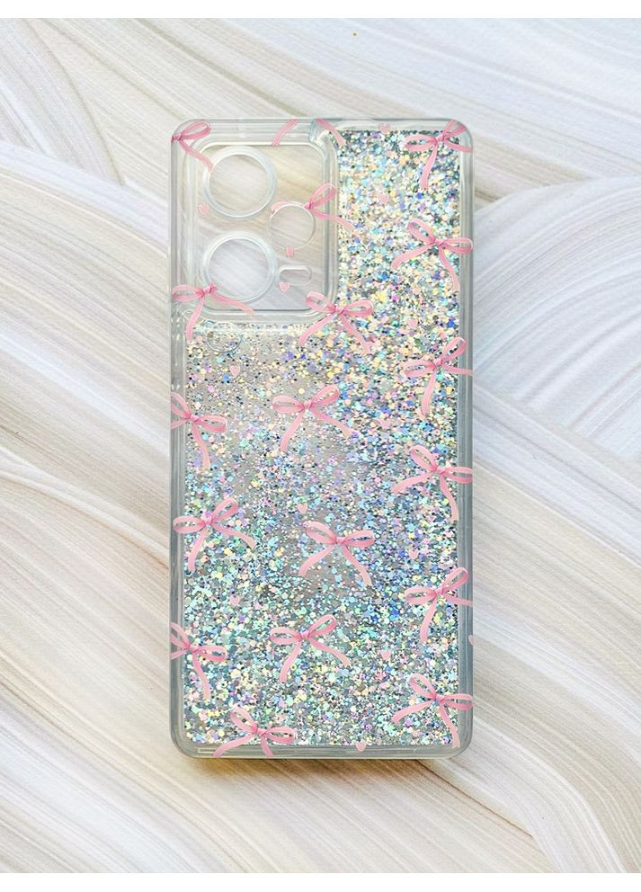 Чохол з плаваючими срібними блискітками на Xiaomi Redmi Note 12 Pro Plus Бантики (принт 404) Creative (355396525)