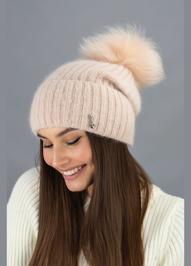 Женская вязаная шапка с отворотом и бубоном Пеппи Braxton (325403881)