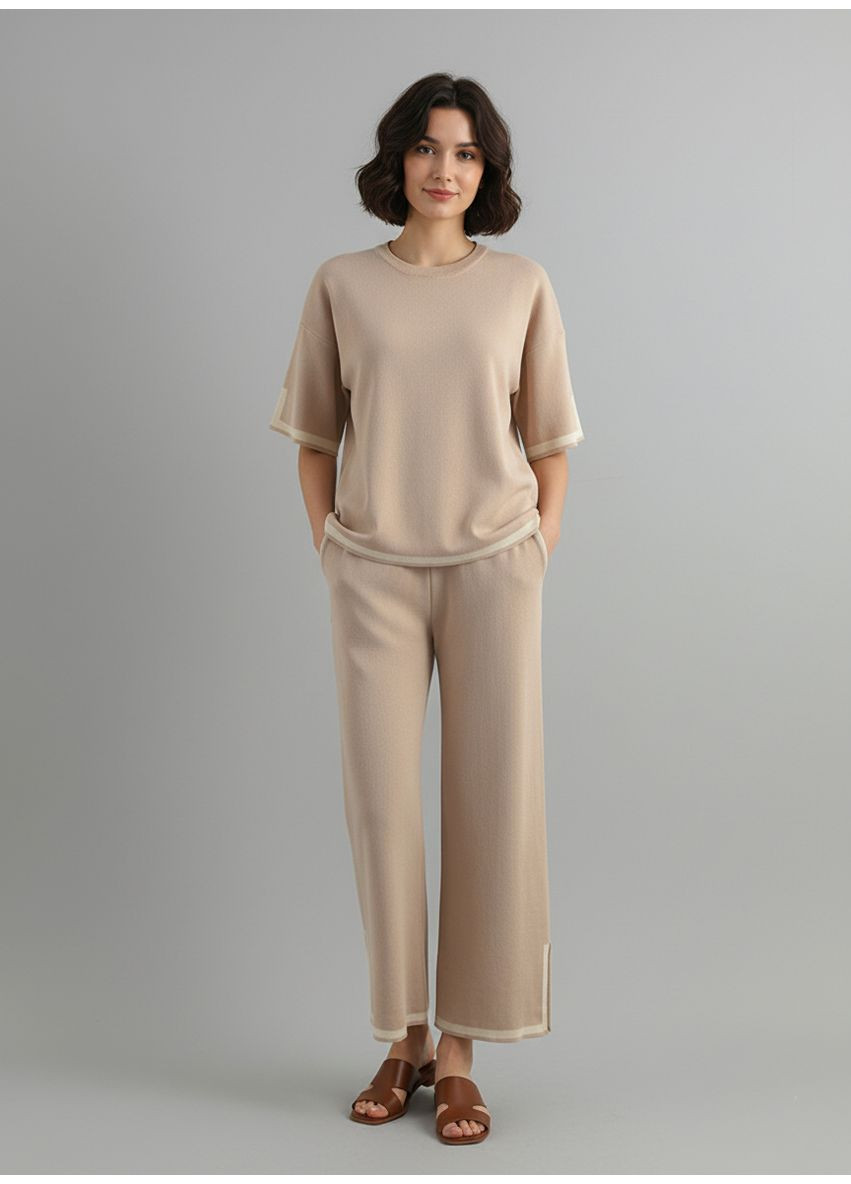 Жіночий літній брючний костюм Бежевий Number Nine (363261677)