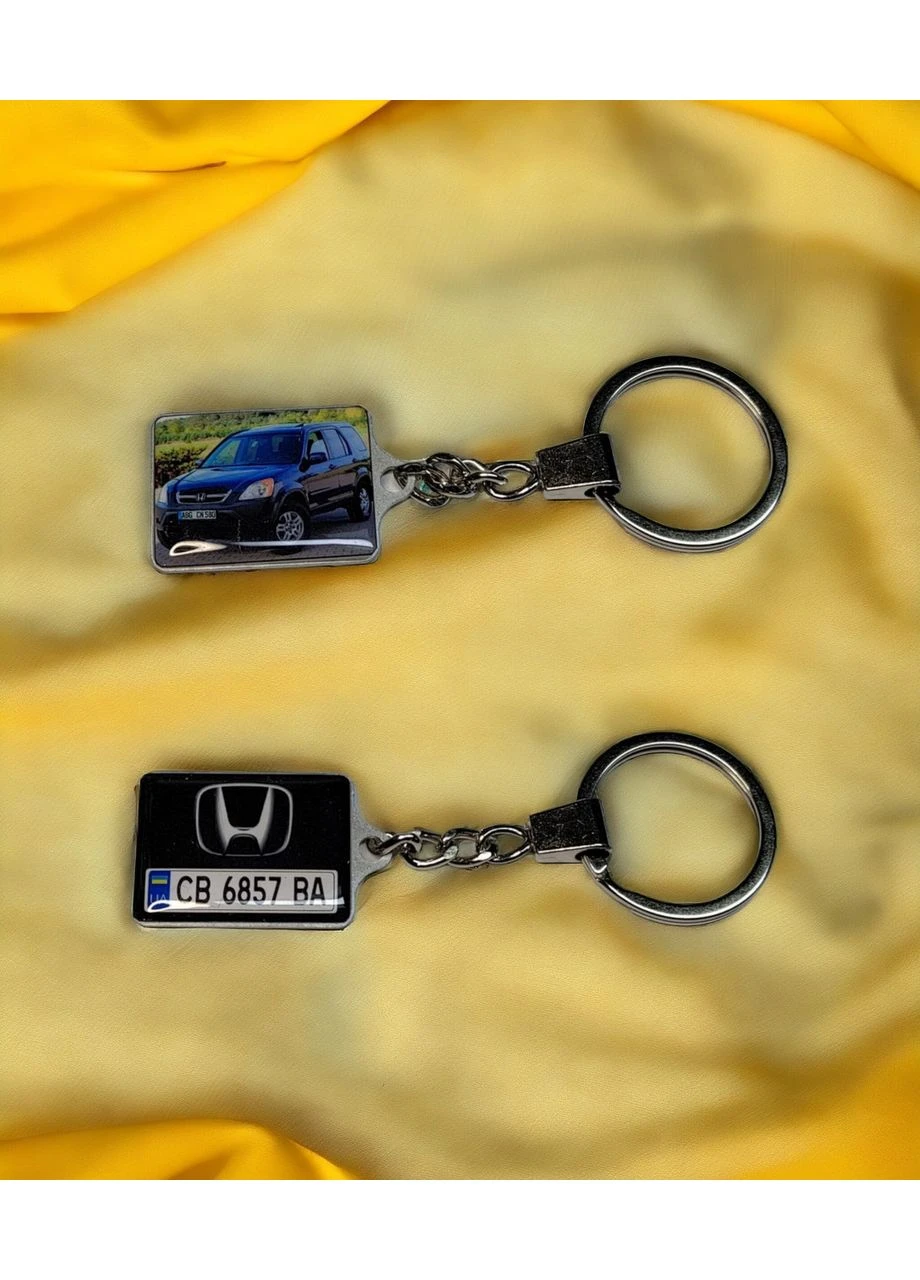 Брелок автомобільний з логотипом Honda та фото (Двосторонній) No Brand (346498300)