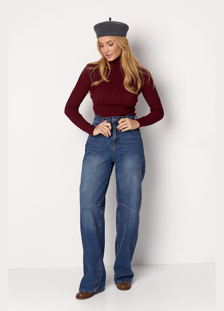 В'язана жіноча водолазка в рубчик Lurex (307699131)