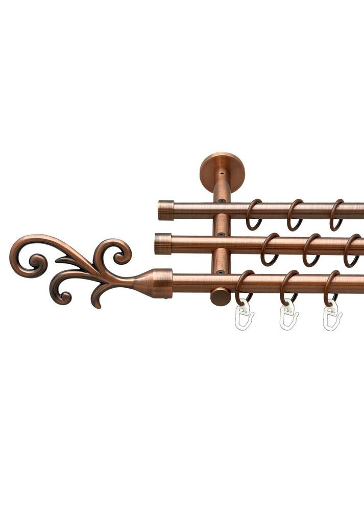 Карниз Фала металлический трехрядный цилиндр (20 см) гладкая труба Медь 16\16\16 мм 160 см (00-00020499) ORVIT (300691282)