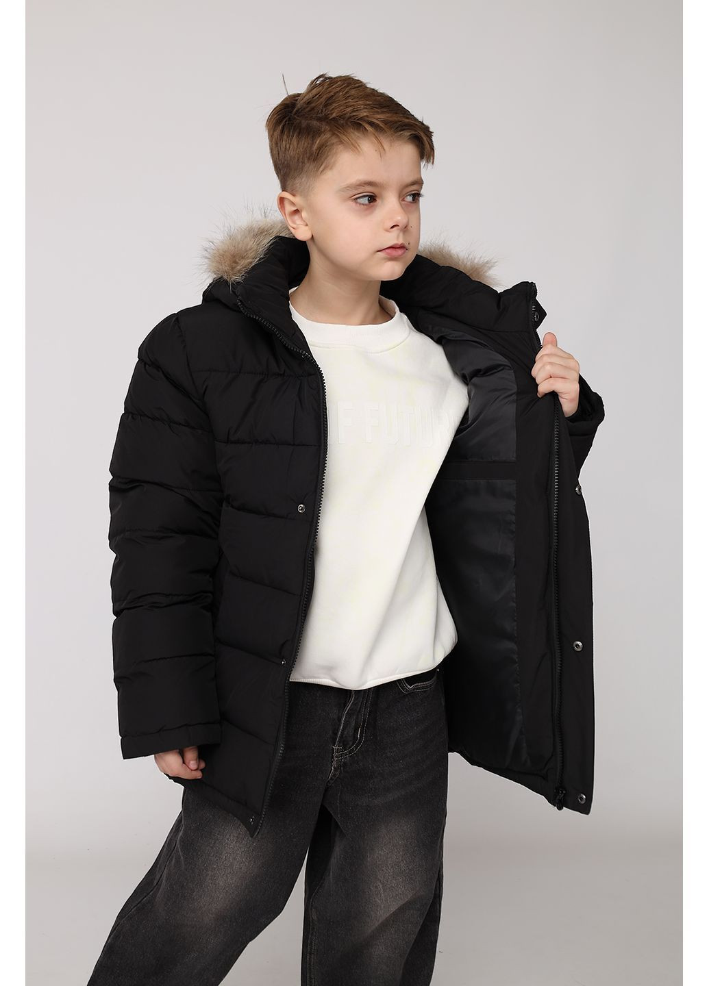 Чорна зимня куртка для хлопчика колір чорний cb-00280162 SLLIVINO