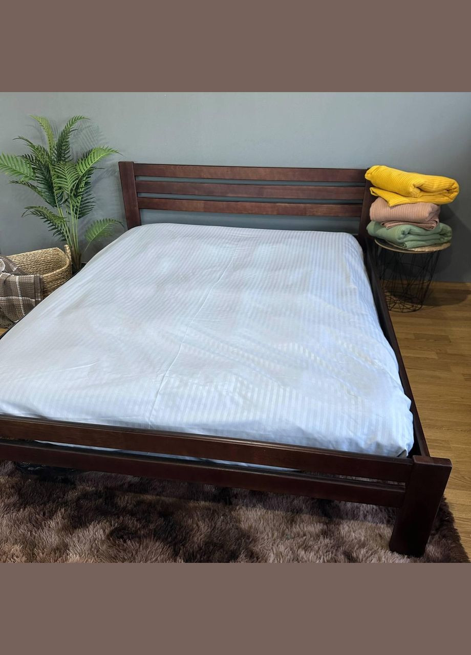 Простирадло полісатин Світло-сірий у Смужку на гумці 180х200х25 см No Brand (317286407)