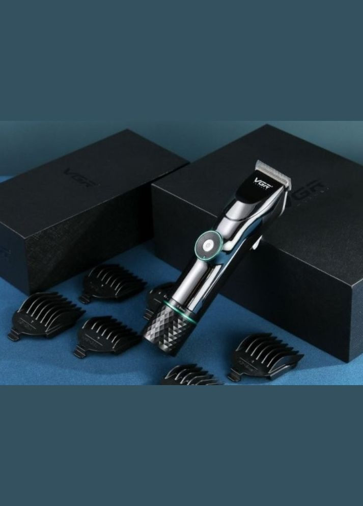 Профессиональная беспроводная машинка для стрижки волос и бороды Salon Series серый VGR V-256 (327796219)
